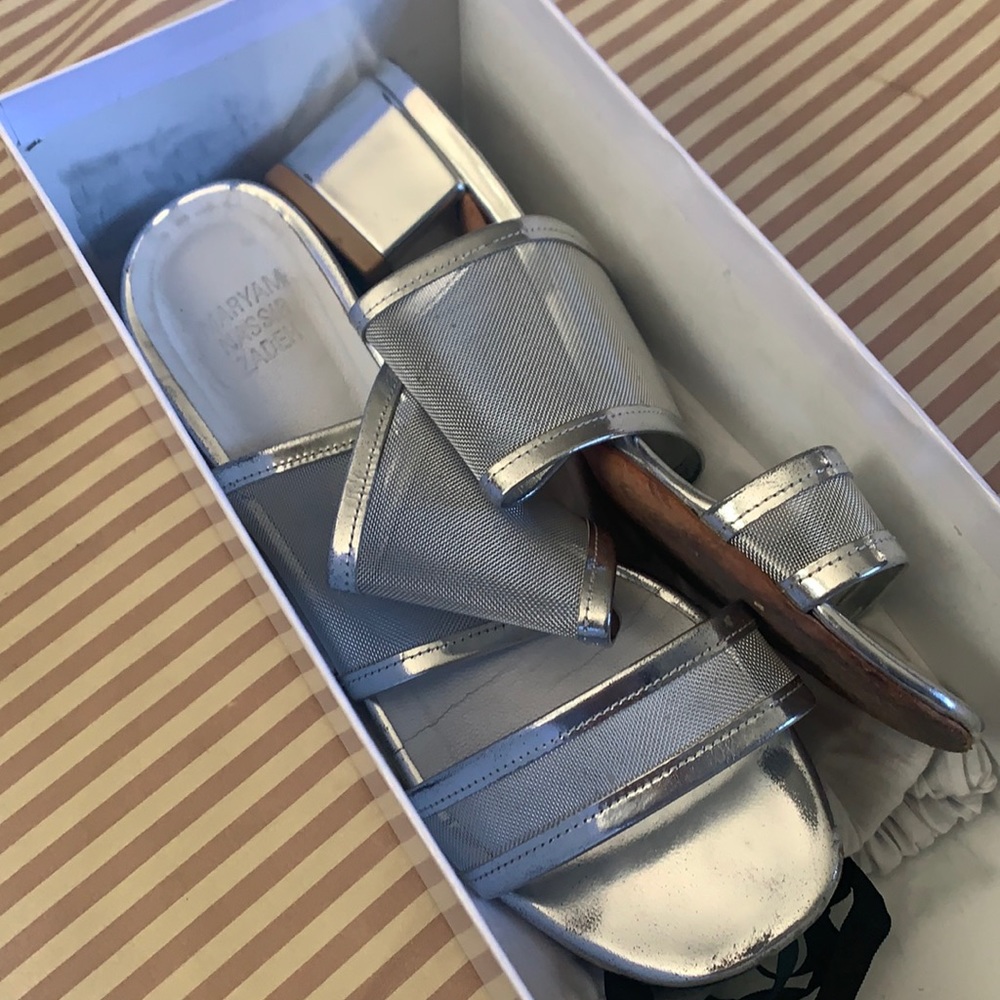 Maryam Nassir Zadeh silver low mesh sandals 37